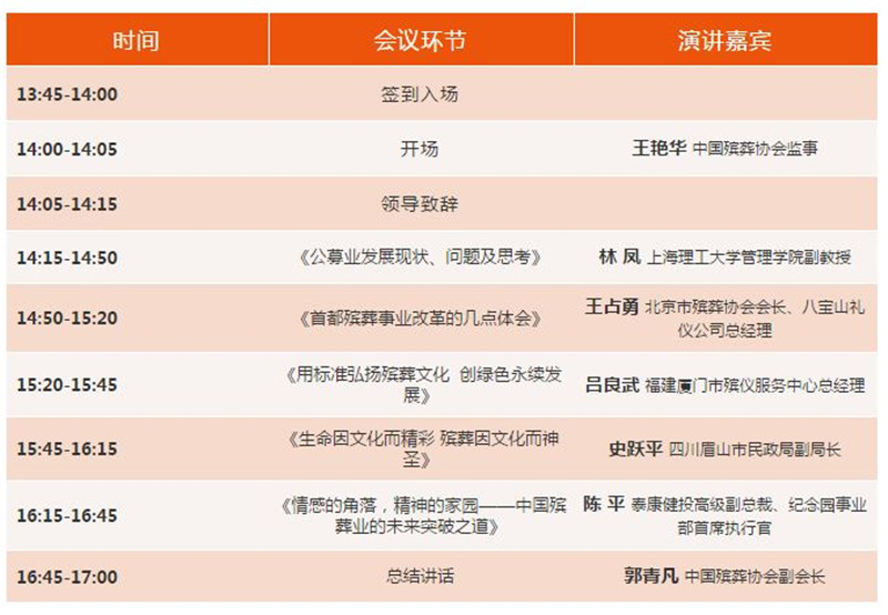 国际殡葬设备用品博览会日程安排